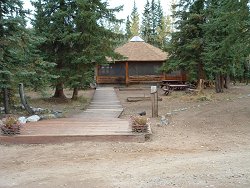 The gazebo for group meals at Moose Creek Lodge, Yukon Territory
