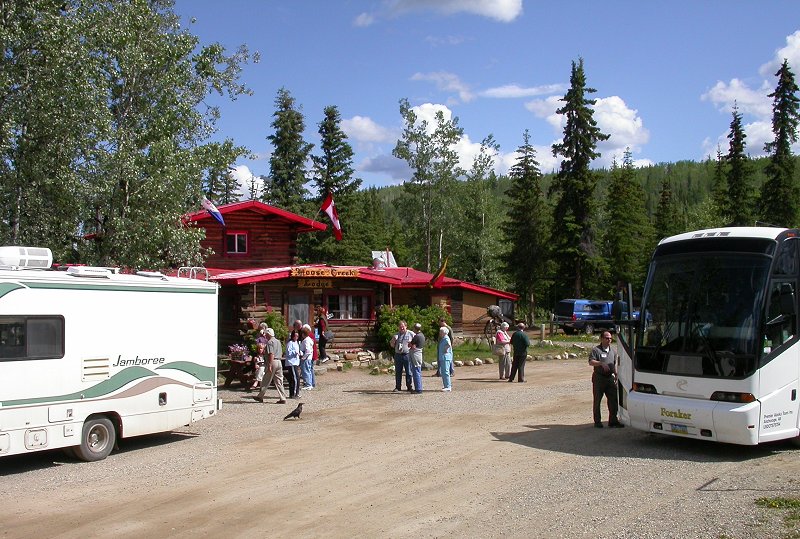 The lodge is a popular stop for motorhome caravans and motorcoach 
tours on the road between Whitehorse and Dawson City.